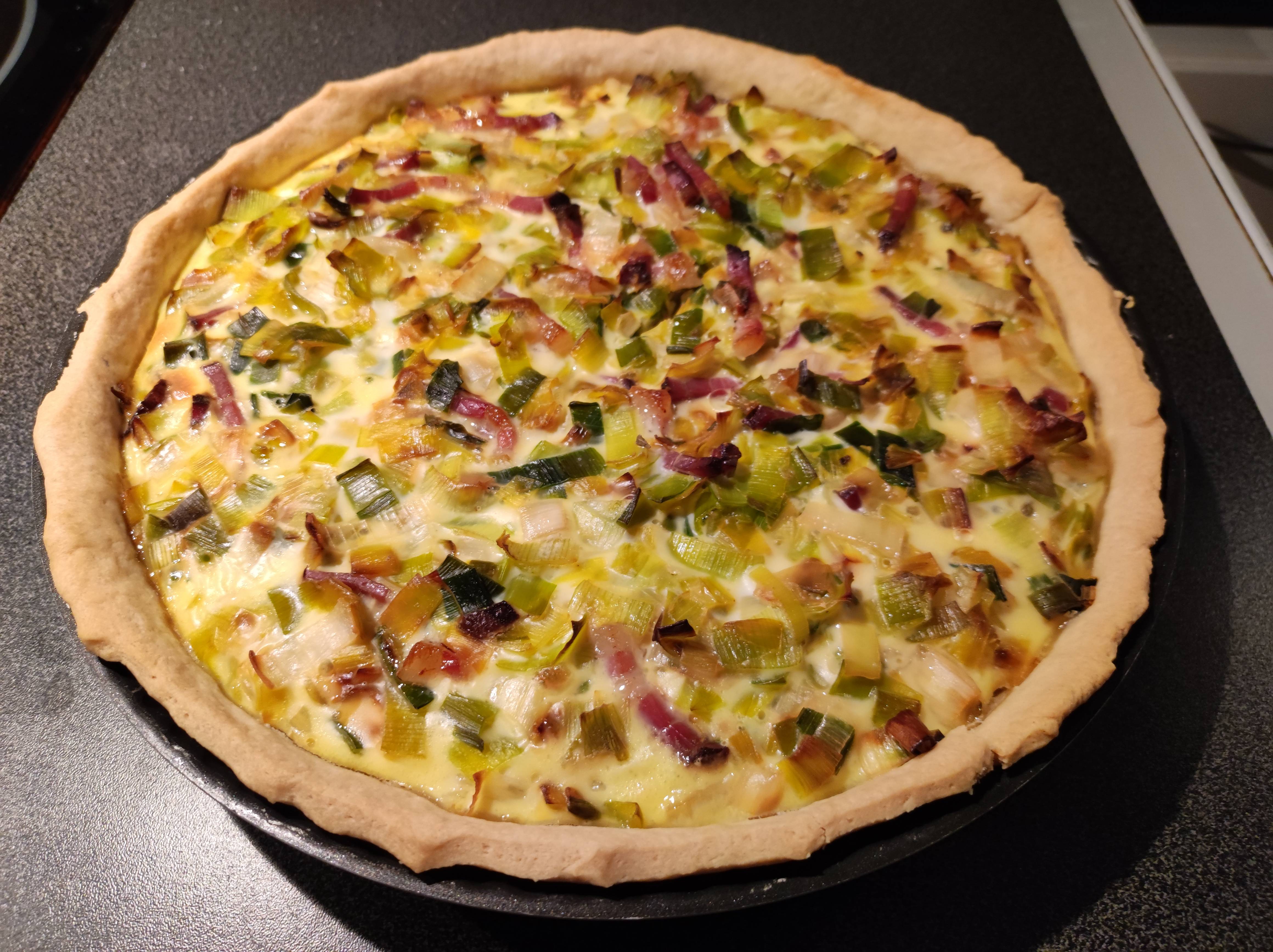 Tarte aux poireaux et lardons